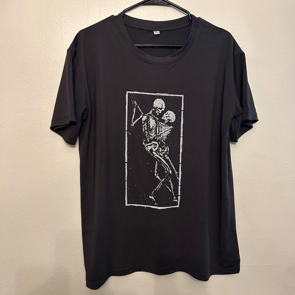 Unbranded Skeleton Graphic T-Shirt Mens Large Black Excellent Gothic Grunge Tee
